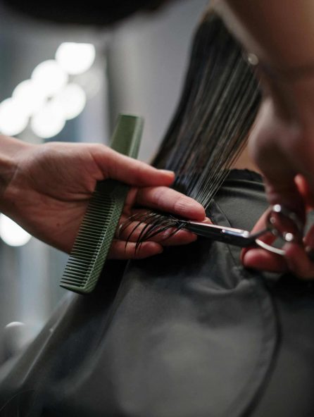 Lead Hairstylist Cutting Hair